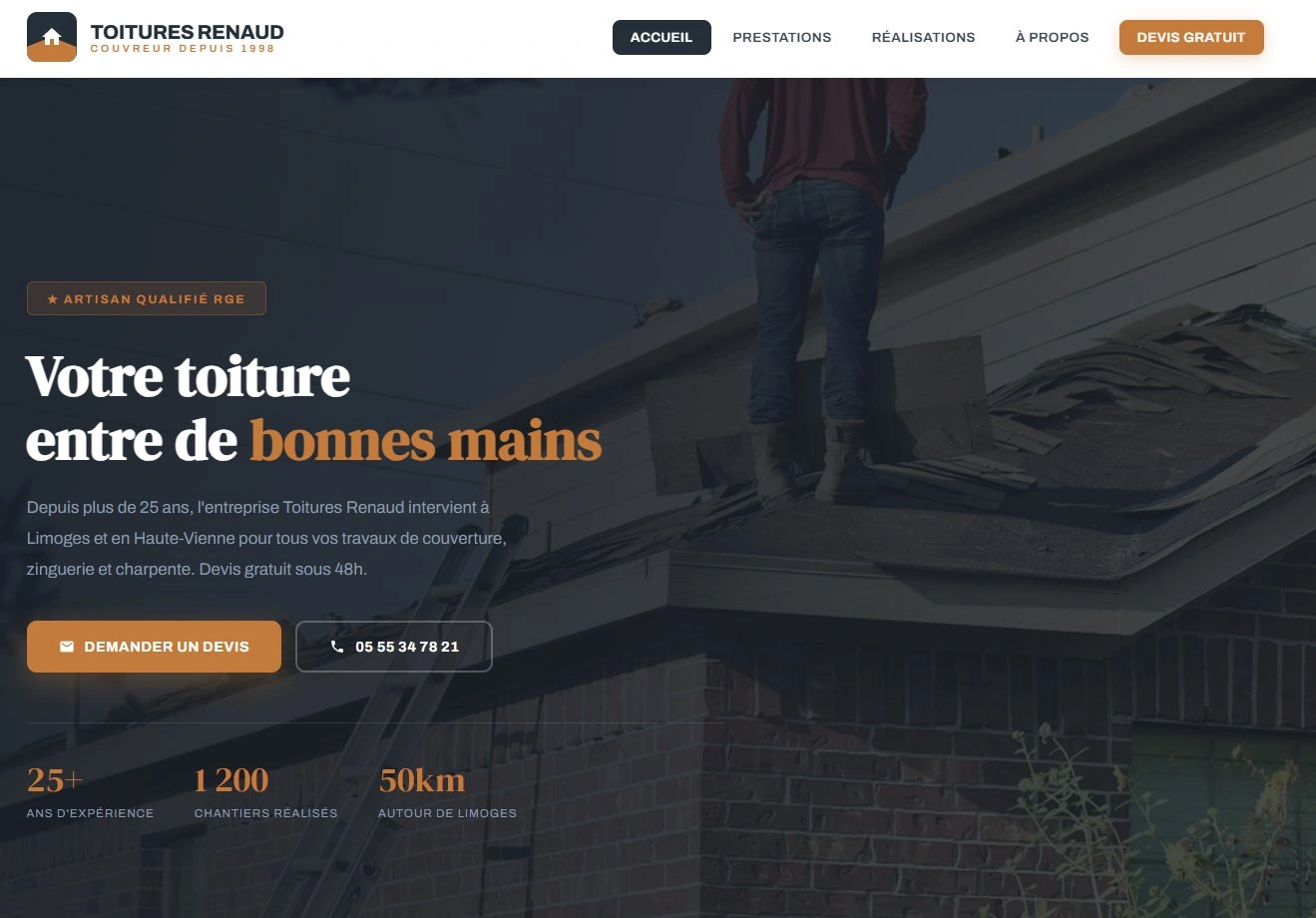 Site web telhador — página interior